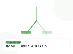 分岐する道と複数の道標で、キャリアの分かれ道を表したイラストに「辞める前に、原因を3つに切り分ける」という見出しを添えたアイキャッチ画像